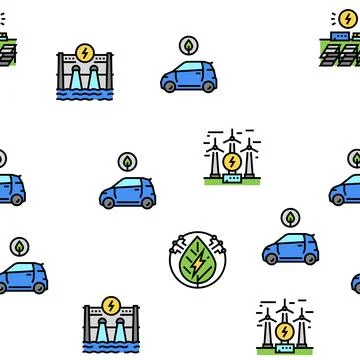 Ecology Protective Technology Vector Seamless Pattern Stock Illustration