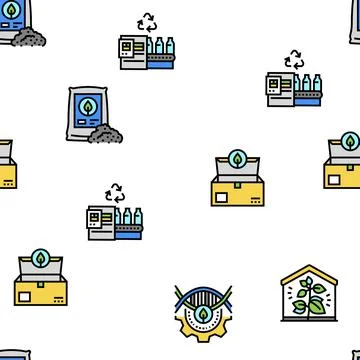 Ecology Protective Technology Vector Seamless Pattern Stock Illustration