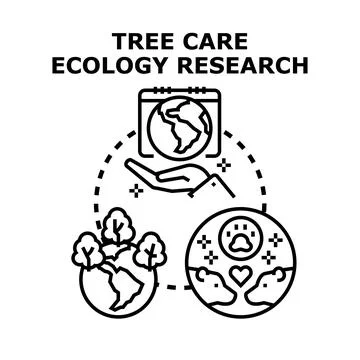 Ecology research tree care protecting environment and animals Stock Illustration