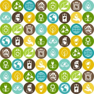 Ecology seamless pattern with environment icons. Stock Illustration