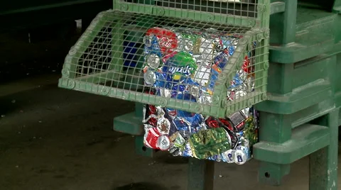 Ecology. Sorting aluminum. Recyclable material. Cans of beer. Recycling plant. Video stock 59533428