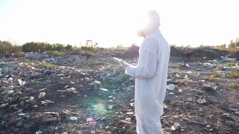 Ecology specialist on a field work Stock Footage 81459384