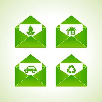 Ecology symbols with envelope Illustrazione stock
