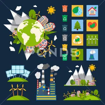 Ecology symbols set Stock Illustration