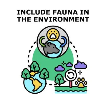 Ecology system connecting wildlife, environment, and conservation Stock Illustration