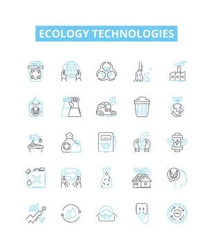 Ecology technologies vector line icons set. Ecosphere, Biosphere, Ecosystem Illustrazione stock