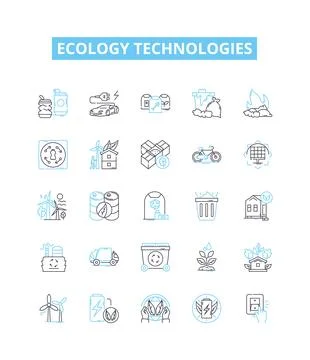 Ecology technologies vector line icons set. Ecosphere, Biosphere, Ecosystem Illustrazione stock