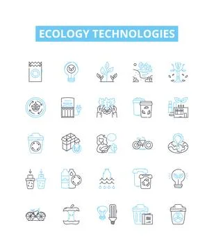 Ecology technologies vector line icons set. Ecosphere, Biosphere, Ecosystem Stockillustratie