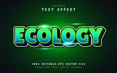 Ecology text effect with gradient Stock Illustration