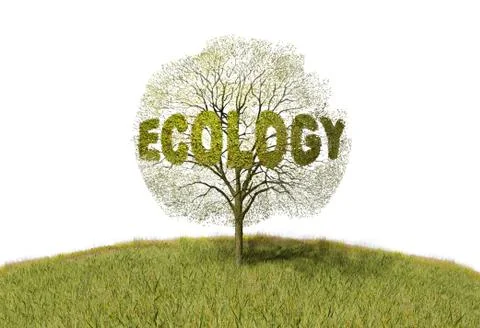 Ecology text on a tree Stock Illustration