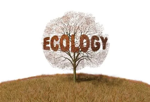 Ecology text on a tree Stock Illustration