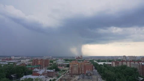 Ecology. Thunderstorm rainy cloud in the city Stock Footage 276742163