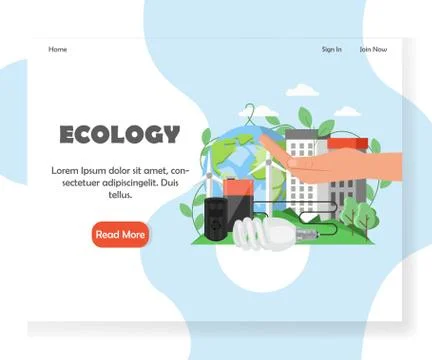Ecology vector website landing page design template Stock Illustration