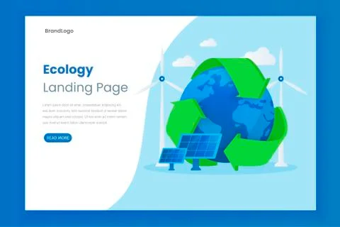 Ecology vector website landing page illustration concept with solar panel Stock Illustration