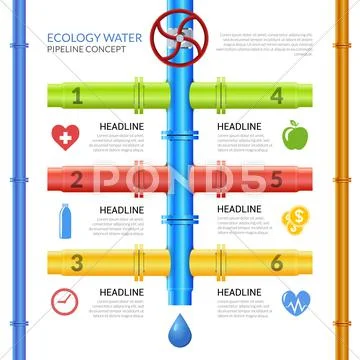 Ecology Water Pipeline Infographics Stock Illustration