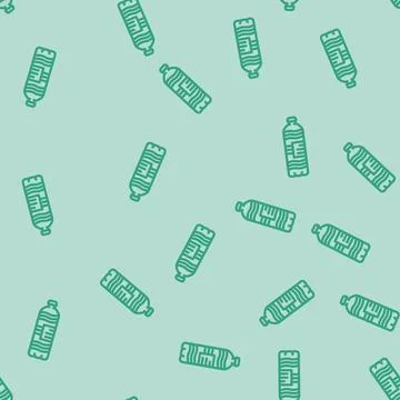 Ecology water plastic bottle line vector seamless pattern Stock Illustration