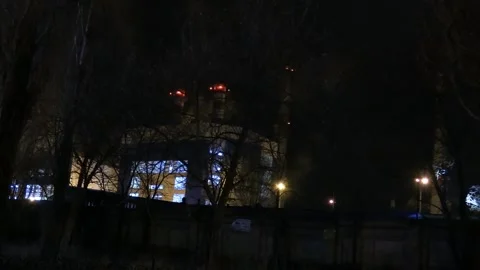 Ecology. While working at night heavy industry. A Video stock 153955099