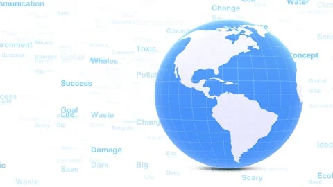 Ecology word cloud with earth globe rolling Видео 229615754
