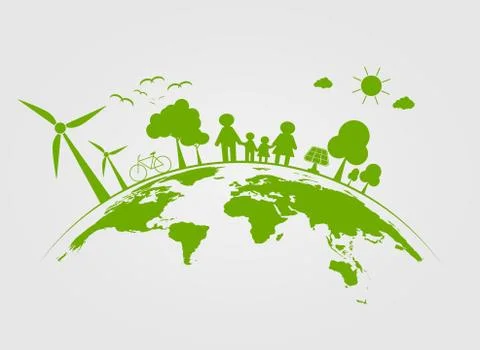 Ecology,tree on earth cities help the world with eco-friendly concept ideas.v Stock Illustration