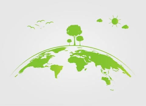 Ecology,tree on earth cities help the world with eco-friendly concept ideas.v Stock Illustration