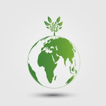 Ecology,tree on earth cities help the world with eco-friendly concept ideas.v Stock Illustration