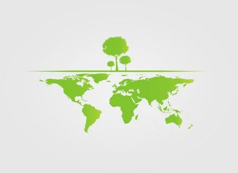 Ecology,tree on earth cities help the world with eco-friendly concept ideas.v Stock Illustration