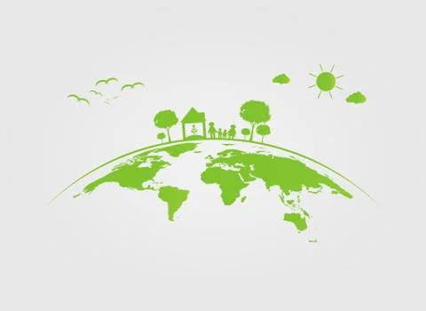 Ecology,tree on earth cities help the world with eco-friendly concept ideas.v Stock Illustration