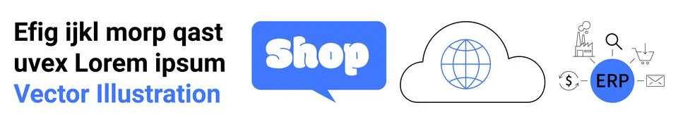 ECommerce and Cloud Services with ERP Integration for Online Businesses Stock Illustration