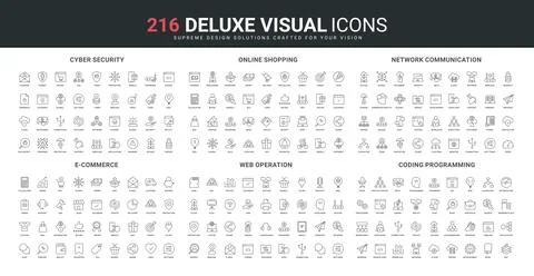 Ecommerce and delivery, cloud upload, rating and like in social media line icons 스톡 일러스트