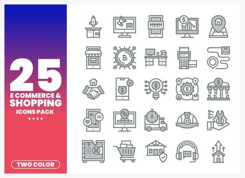 Ecommerce and shopping icon pack set on a gradient background with large nu.. Stock Illustration