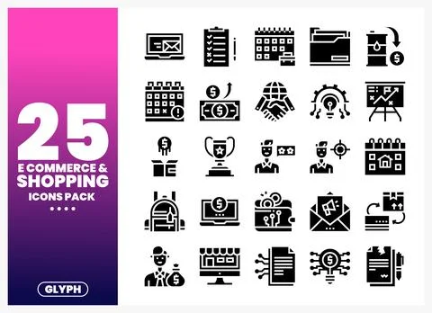 Ecommerce and shopping icon set collection on white background Stock Illustration