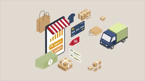 Ecommerce animated isometric concept. Stock Footage 231271825