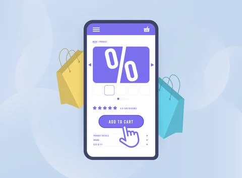 ECommerce app - convenience of mobile commerce concept. E-shopping mobile Stock Illustration