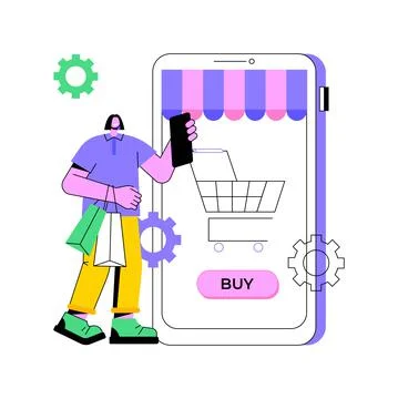 Ecommerce application abstract concept vector illustration. Illustrazione stock