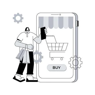 Ecommerce application abstract concept vector illustration. Illustrazione stock