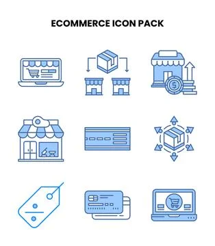 ECommerce Blue Graphics Icons Pack Stock Illustration