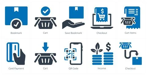 Ecommerce as bookmark, cart, save bookmark Illustrazione stock
