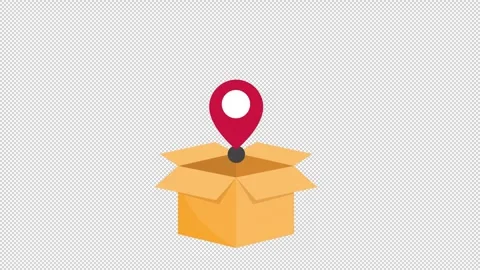 Ecommerce box package tracking location product shipping alpha channel animation Stock Footage 293940043