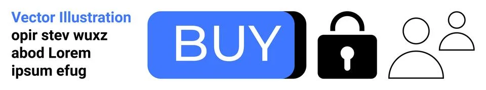 Ecommerce Button with Security Lock and User Icons on Clean Interface イラスト素材