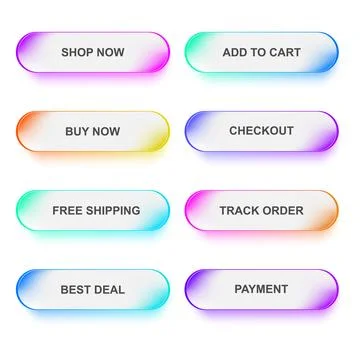 Ecommerce button set with shop, cart, buy, checkout, shipping, tracking, de.. Ilustração Stock