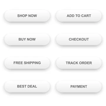 Ecommerce button set with shop, cart, buy, checkout, shipping, tracking, de.. Ilustração Stock