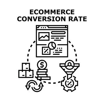 Ecommerce conversion rate optimization process illustration Stock Illustration
