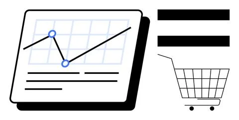 Ecommerce Data Analytics Sales Trends and Shopping Cart Statistics Stock Illustration