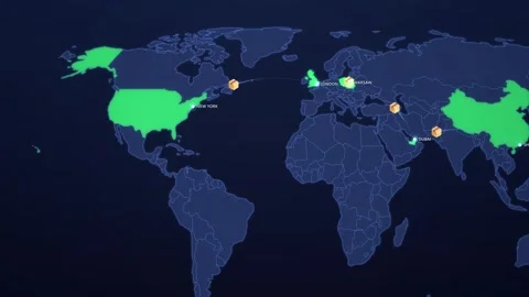 Ecommerce Delivery Route on Neon Map Stock Footage 341360802