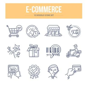 Ecommerce Doodle Icons Stock Illustration