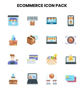 ECommerce Flat Bundle Icons Pack Stock Illustration