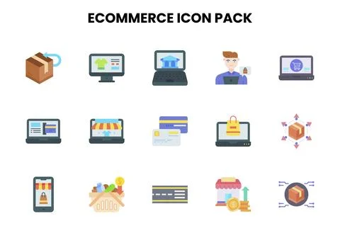 ECommerce Flat Icons Pack Stock Illustration