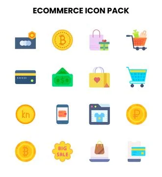 ECommerce Flat Vector Icons Pack 스톡 일러스트