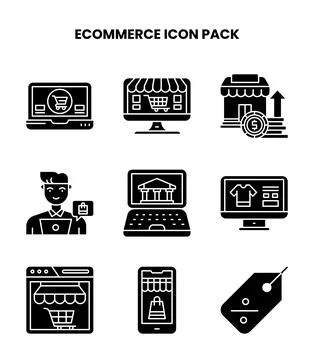 ECommerce Glyph Bundle Icons Pack Stock Illustration
