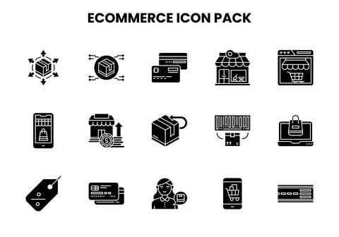 ECommerce Glyph Design Icons Pack Stock Illustration